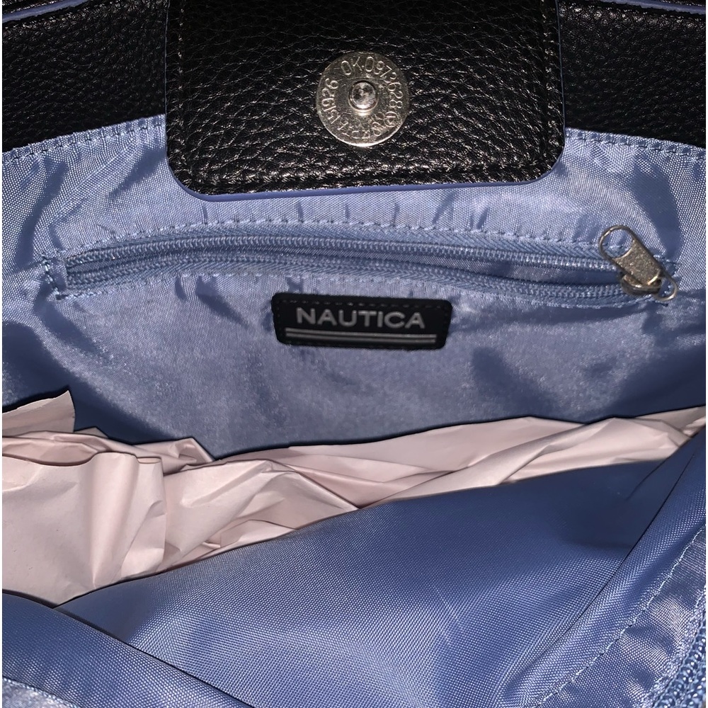 "NAUTICA"WOMEN'S BLK.FAUX PEBBLE LEATHER TOW THE LINE TOTE -AUTHENTIC - Picture 8 of 11